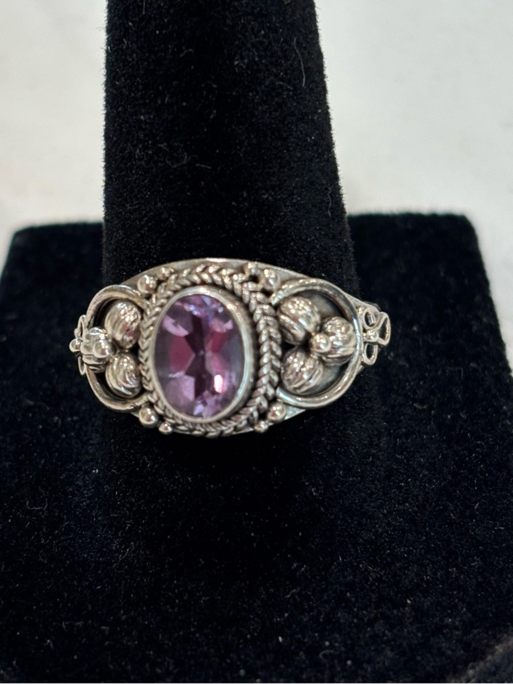 Sterling Silver Amethyst Oval Statement Ring